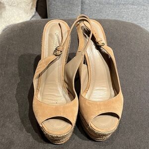 Donna Karan Beige Wedge Sandals